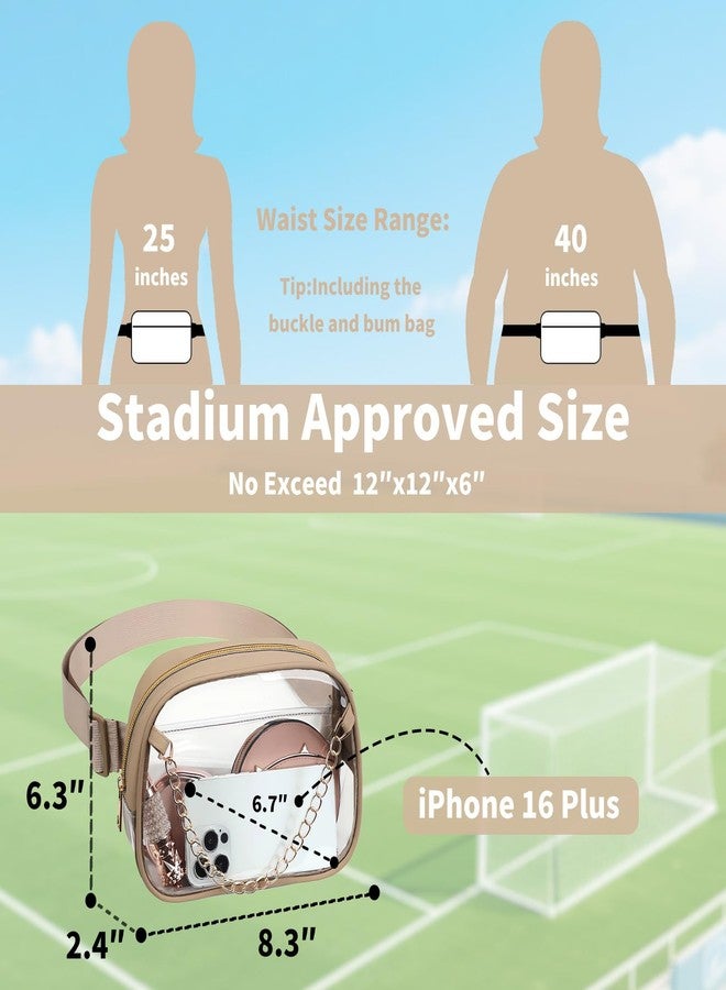 Merleu Clear Fanny Pack with Metal Chain Design, Quailty Clear Bag for Stadium Events, Crossbody Bag Waist Bag，with Wide Adjustable Strap Transparent Waist Bag for Sports Events,Concert bag (White) - Image 2